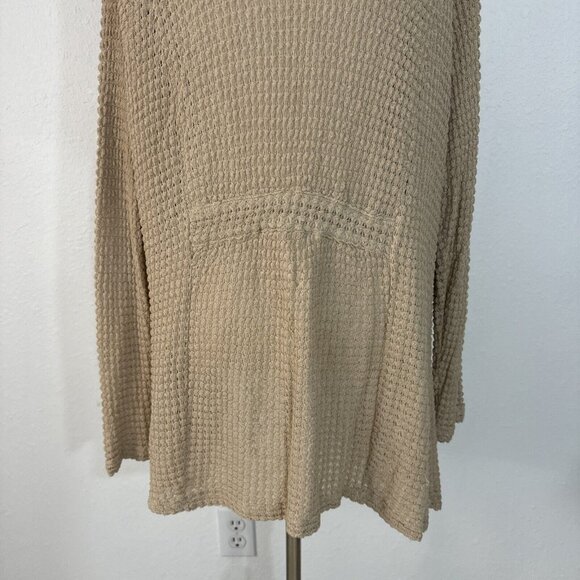 ColdWater Creek Sweater Cardigan Duster Womans 1X 18 Open Front Tan Stretch Knit - Picture 5 of 16